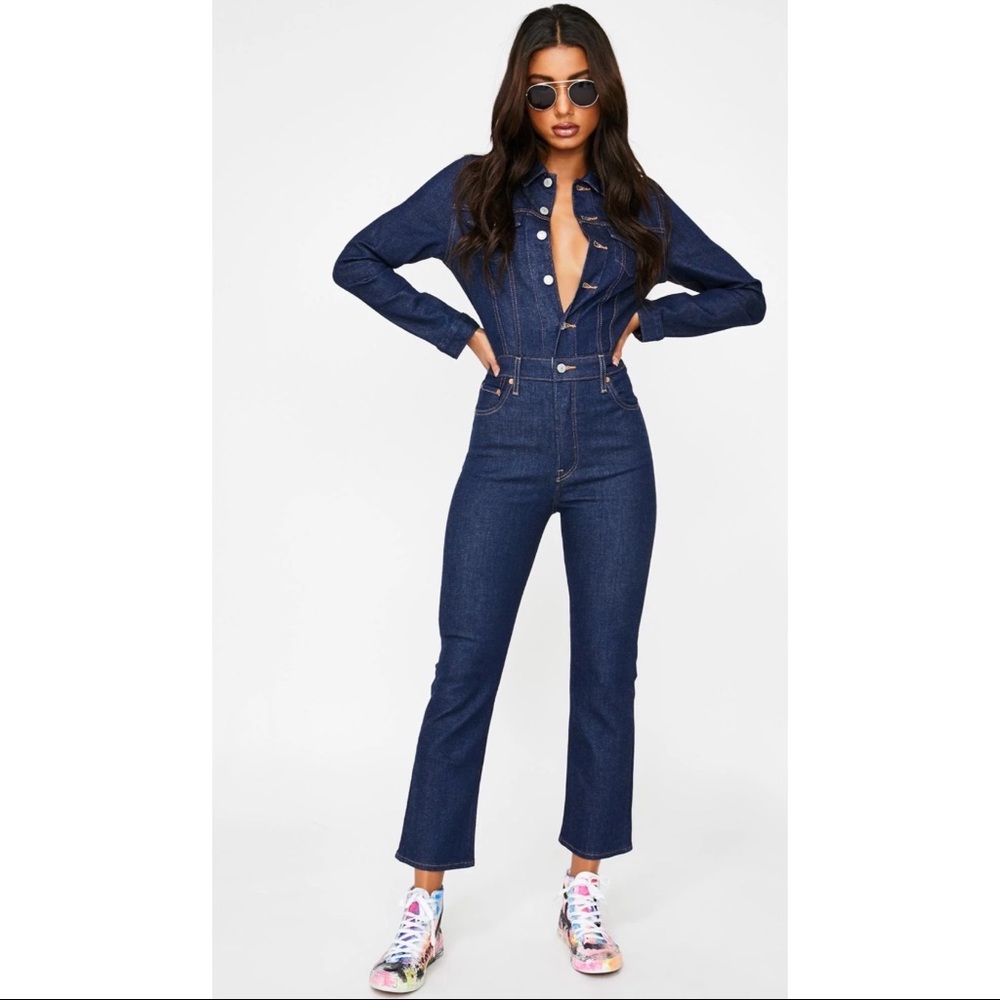 Levi's Kickflare Denim Jumpsuit Blue Size Medium